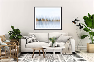 Dreaming in Light fine art ICM abstract photography print displayed in a modern lounge, Michelle Fey