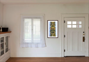 Reflections of Autumn abstract fine art photography print displayed in an entranceway